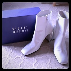 Stuart Weitzman Boots vigor white patent